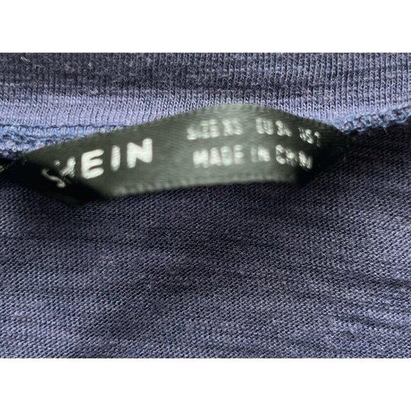 Shein Navy Blue Blouse With Lace Sleeves XS - Picture 4 of 4